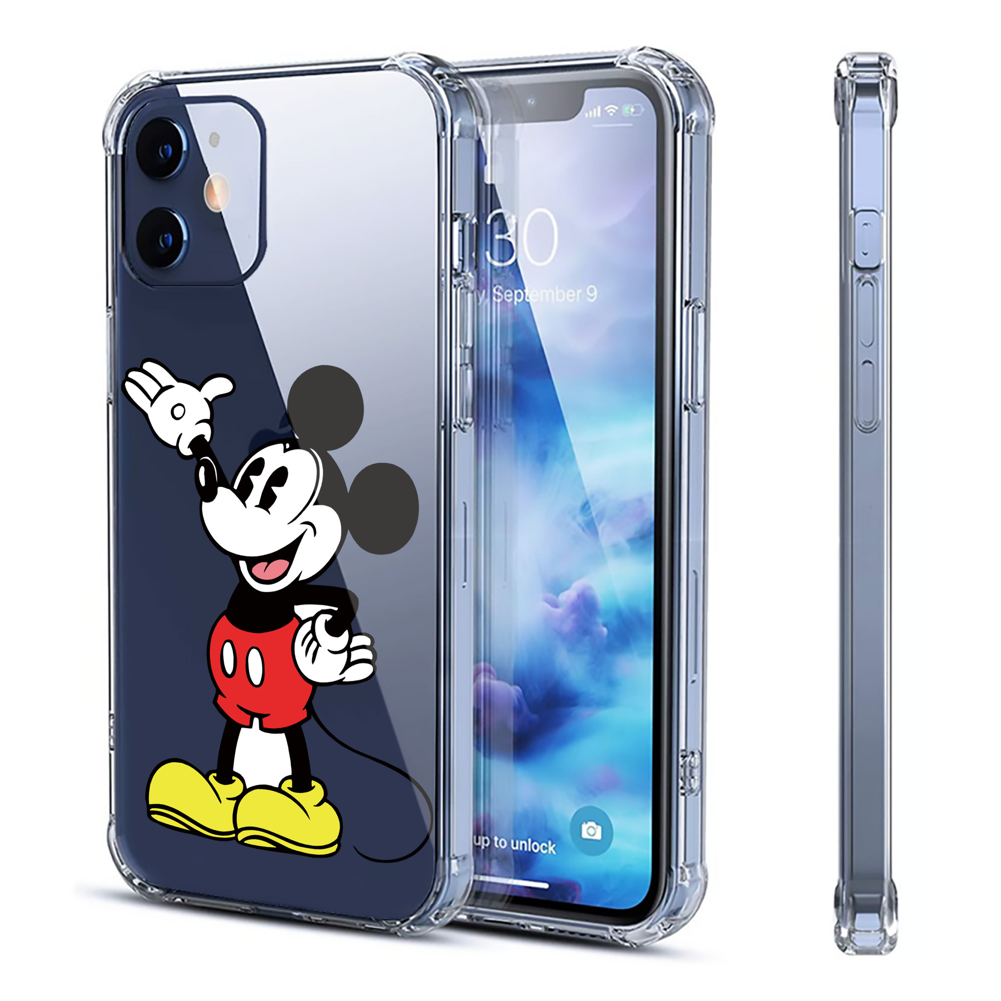 （画像用） ミッキーマウス Mickey Mouse 【iPhone 12シリーズ対応】透明スマホケース（クリアソフトケース）